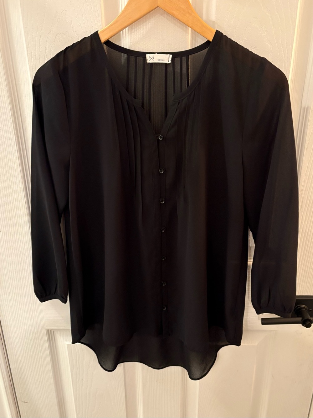 Gentle Fawn Black Button-Front Pleated Blouse